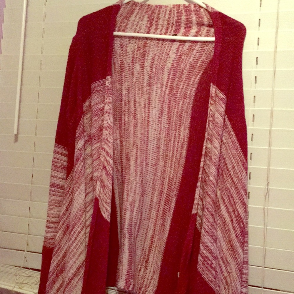 Red and white cardigan